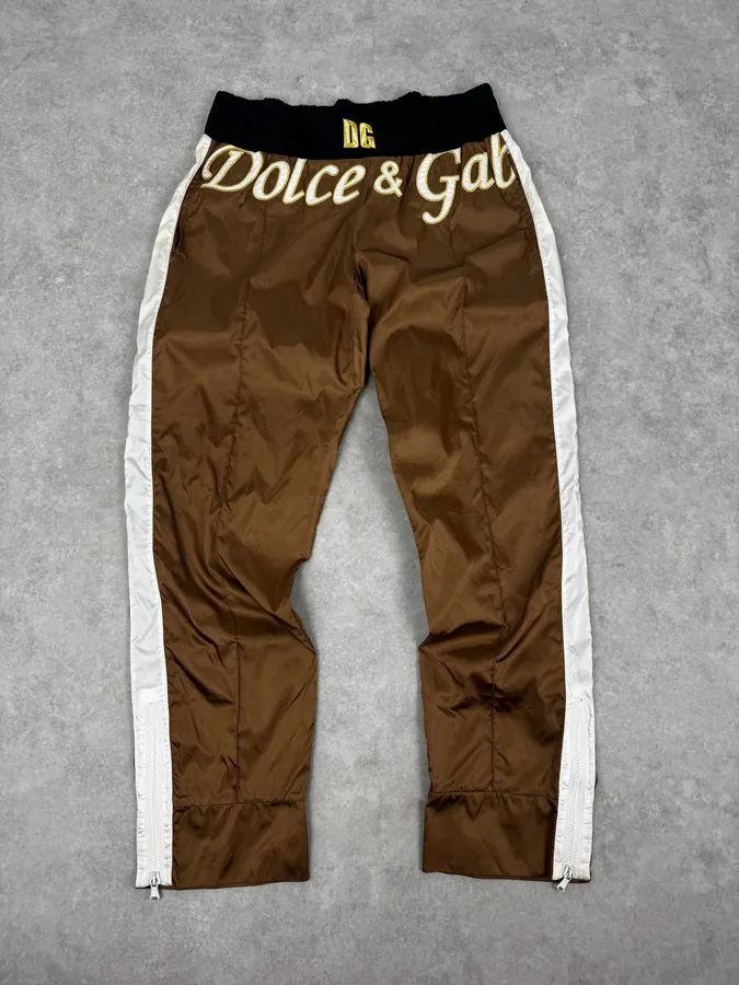 AW2005 Dolce & Gabbana Green Nylon Boxing Track Pants - Image 4
