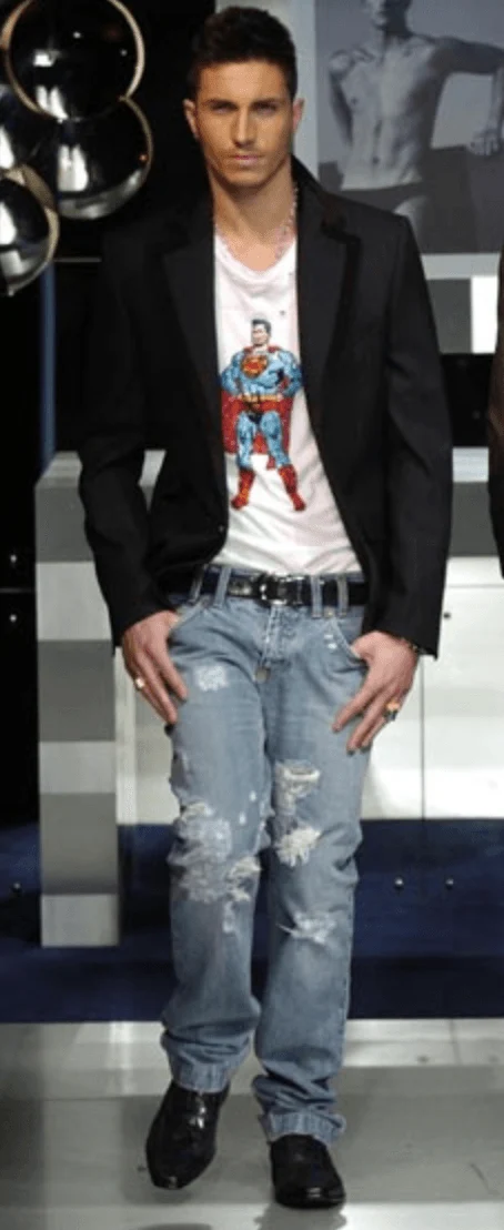 AW2005 Dolce & Gabbana Grey Denim Batman Graphic Distressed Jeans - Image 2