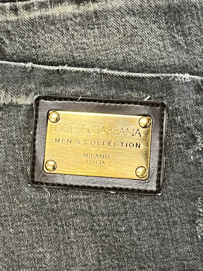 AW2005 Dolce & Gabbana Grey Faded Denim Straight Jeans - Image 11