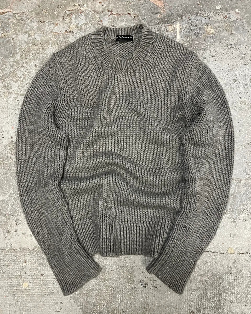 AW2005 Dolce & Gabbana Grey Wool Sweater - Image 4