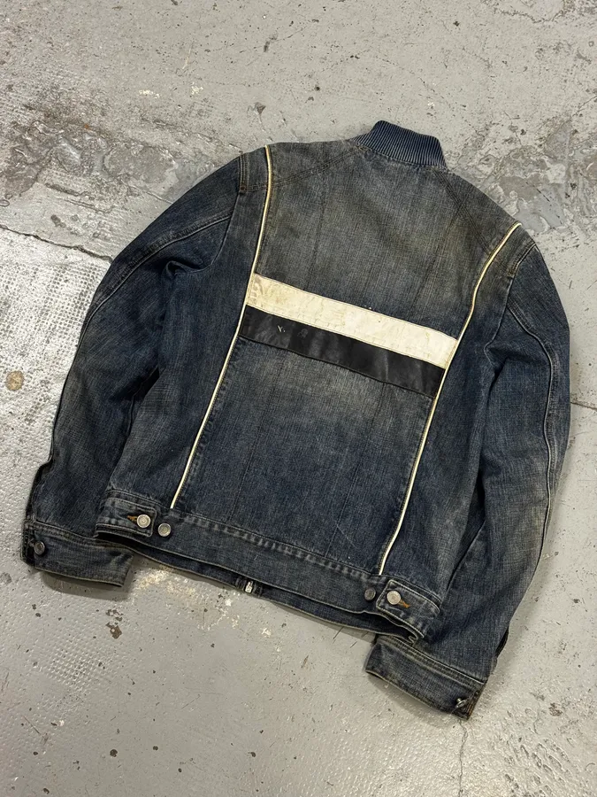 AW2005 Dolce & Gabbana Navy Hybrid Leather & Denim Jacket - Image 8