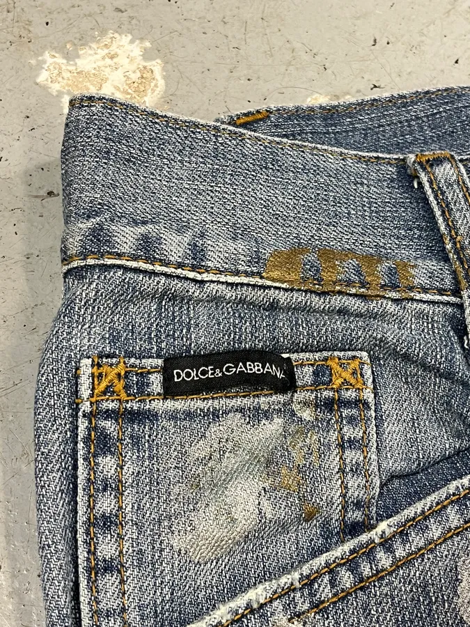 AW2005 Dolce & Gabbana Painted Blue Denim Jeans - Image 11