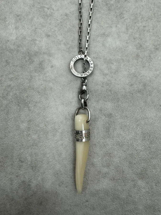 AW2005 Dolce & Gabbana White Tooth Necklace - Image 5