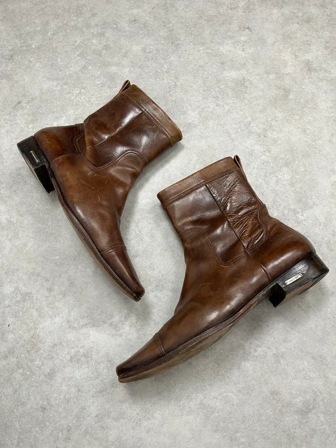 AW2005 Dsquared2 Brown Leather Avant-Garde Boots - Image 3