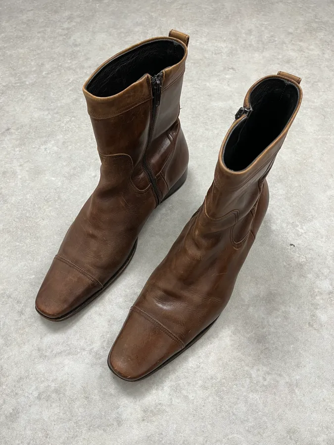 AW2005 Dsquared2 Brown Leather Avant-Garde Boots - Image 4