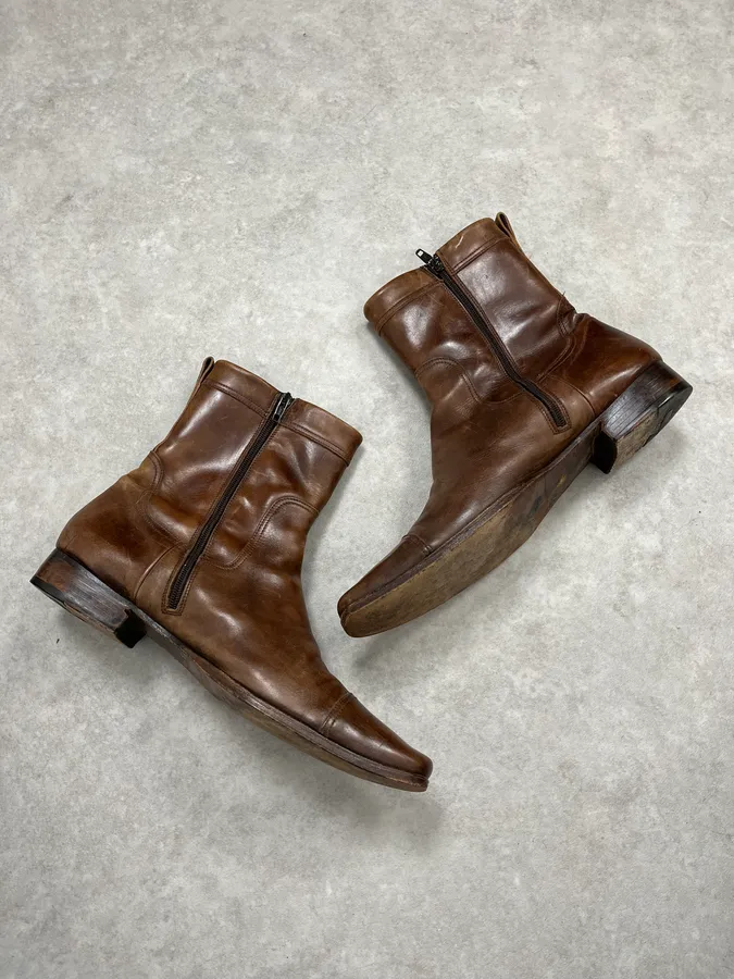 AW2005 Dsquared2 Brown Leather Avant-Garde Boots - Image 5