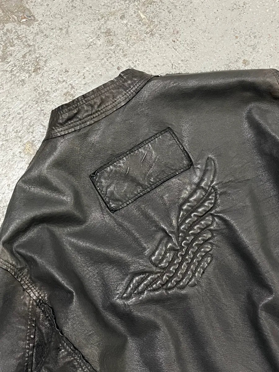 AW2005 Emporio Armani Black Leather Eagle Jacket - Image 7
