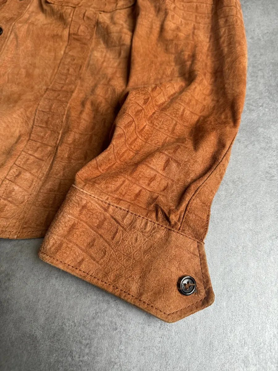 AW2005 Roberto Cavalli Crocodile Effect Relief Camel Leather Shirt - Image 11
