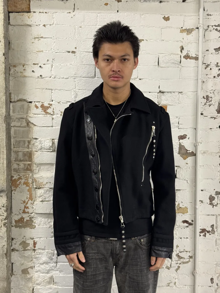 AW2005 Versace Asymmetrical Wool Classy Black Jacket - Image 3