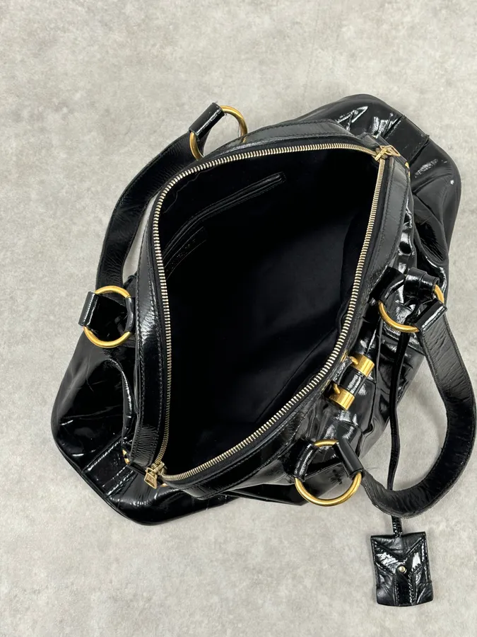 AW2005 Yves Saint Laurent Black Muse Patent Leather Crocodile Effect Bag - Image 12