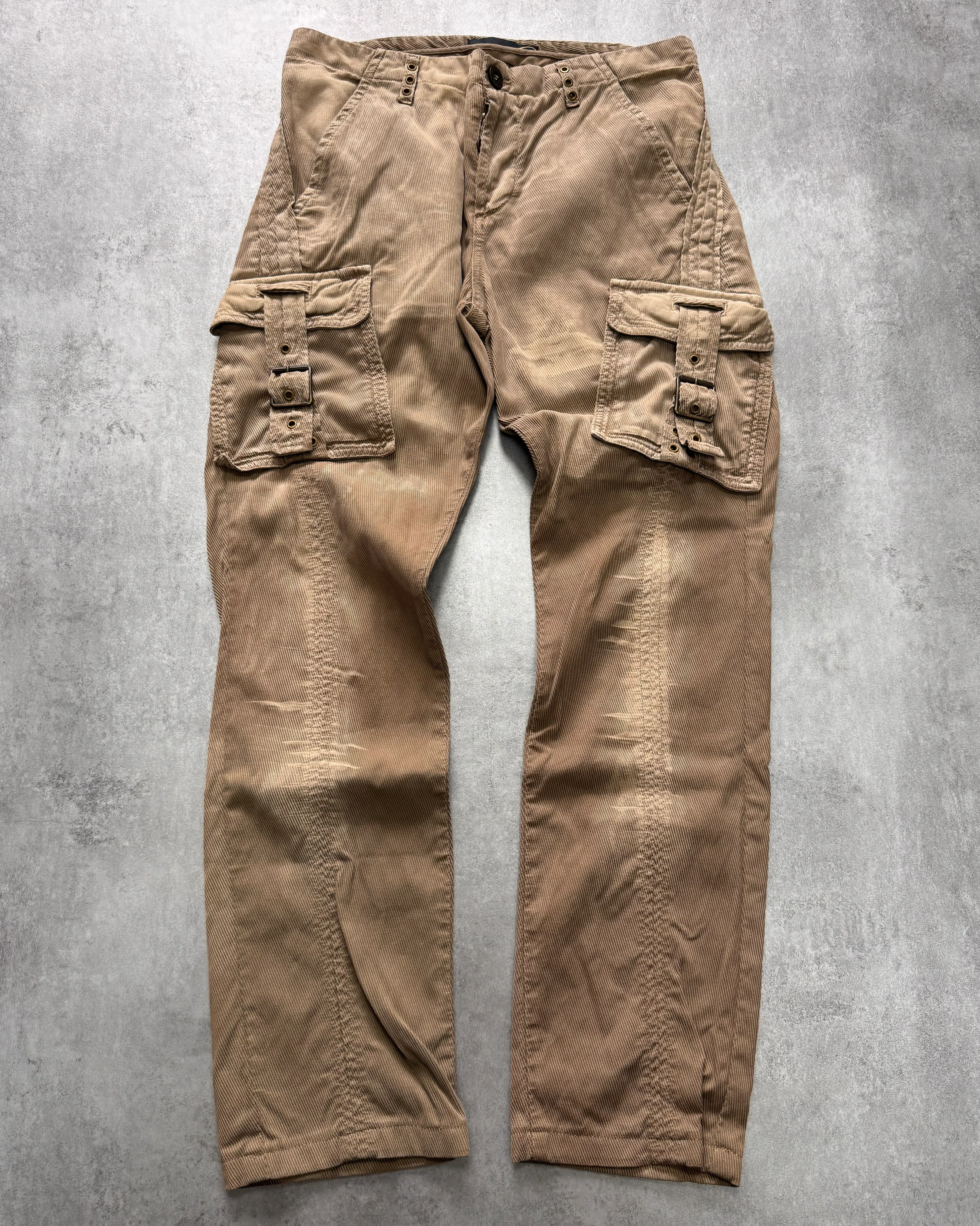 AW2006 Cavalli Cargo Velvet Beige Pants