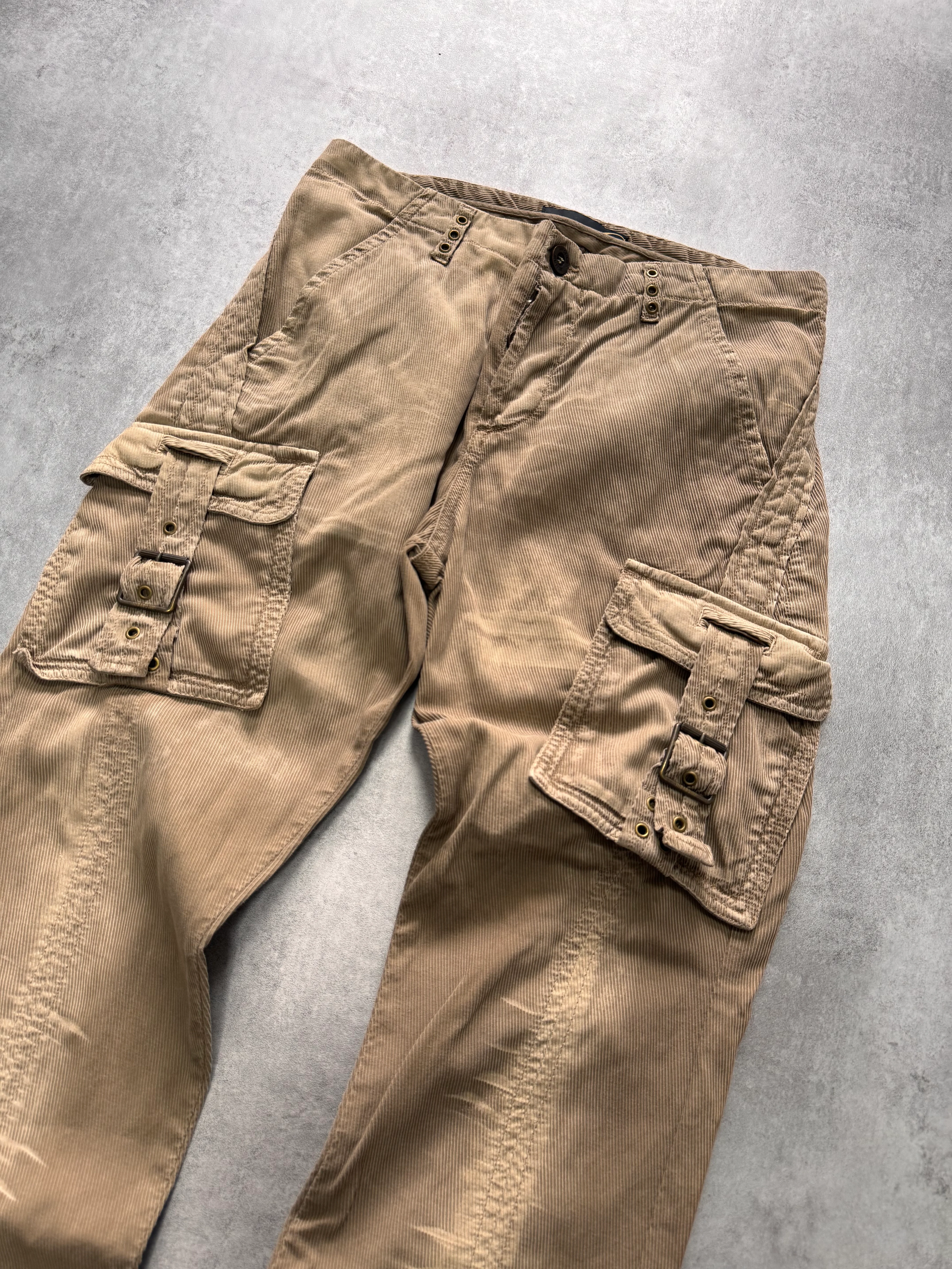 AW2006 Cavalli Cargo Velvet Beige Pants - Image 2