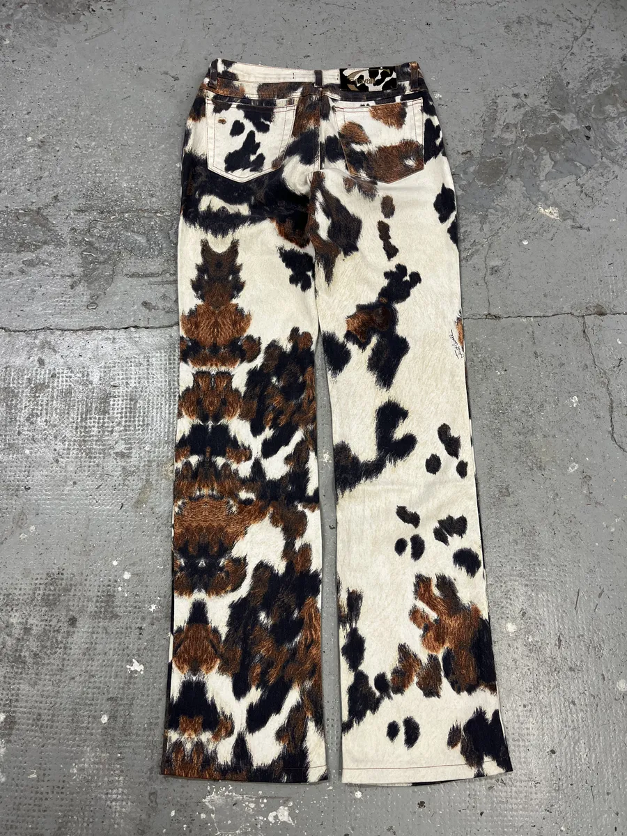 AW2006 Cavalli Caw Print Effect Creamy Pants - Image 2