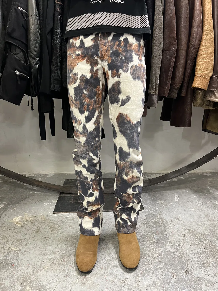 AW2006 Cavalli Caw Print Effect Creamy Pants - Image 3