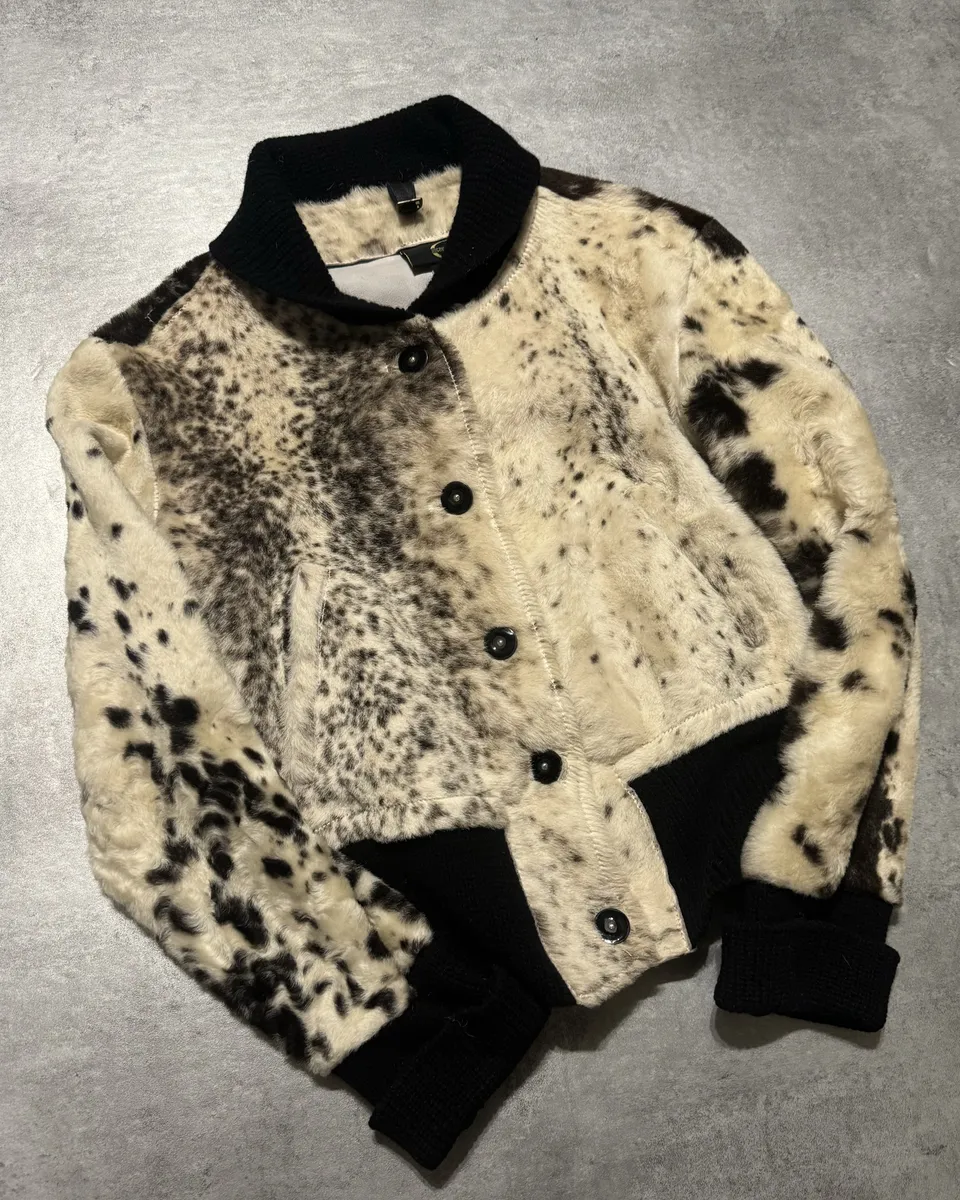 AW2006 Cavalli White Pony Hair Winter Leopard Effect Leather Jacket - Image 4