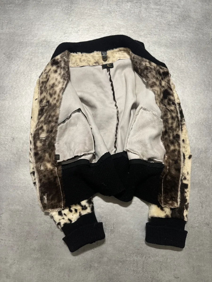 AW2006 Cavalli White Pony Hair Winter Leopard Effect Leather Jacket - Image 6