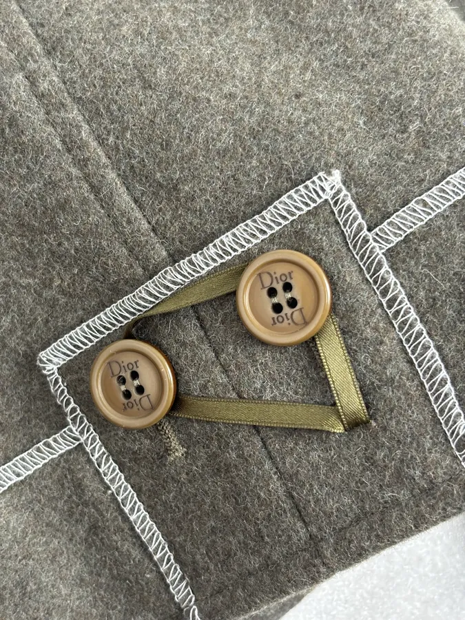 AW2006 Christian Dior Khaki Wool Contrast Stitch Blazer Jacket - Image 10