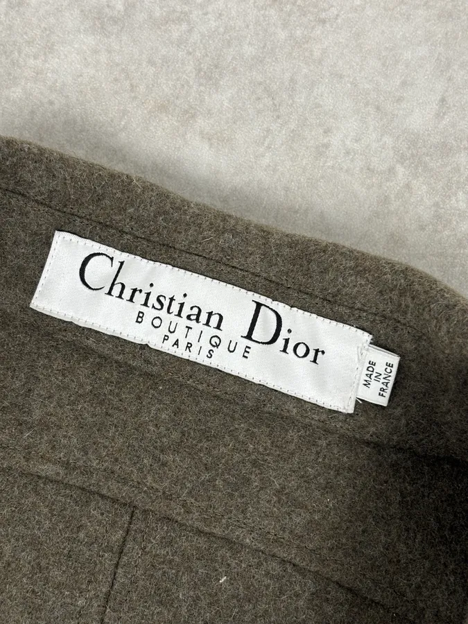 AW2006 Christian Dior Khaki Wool Contrast Stitch Blazer Jacket - Image 11