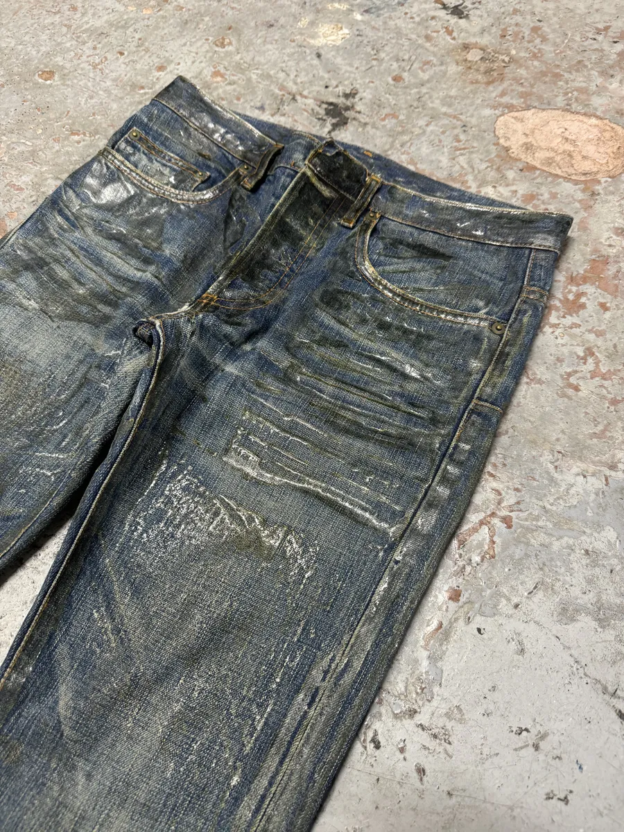 AW2006 Dior Lustered Waxed Blue Denim Jeans - Image 13