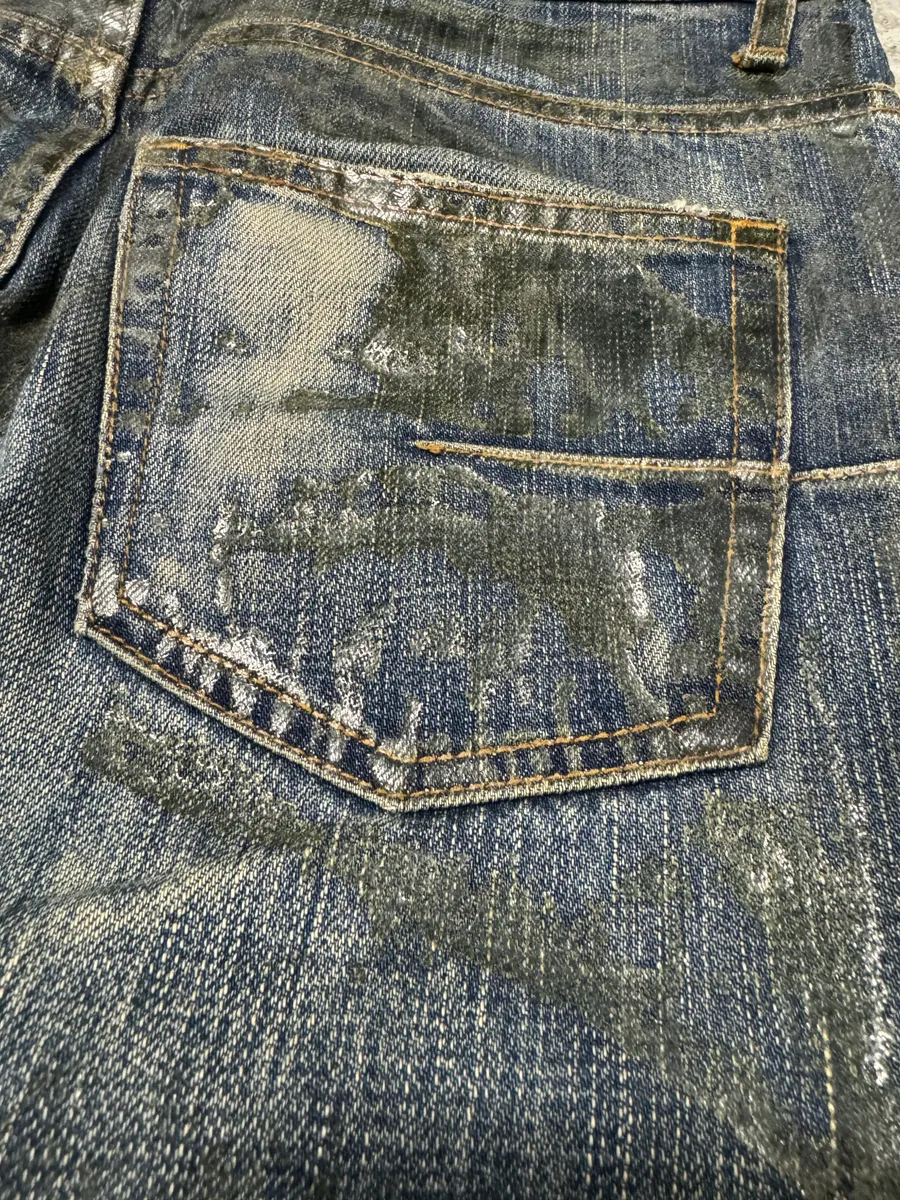 AW2006 Dior Lustered Waxed Blue Denim Jeans - Image 6