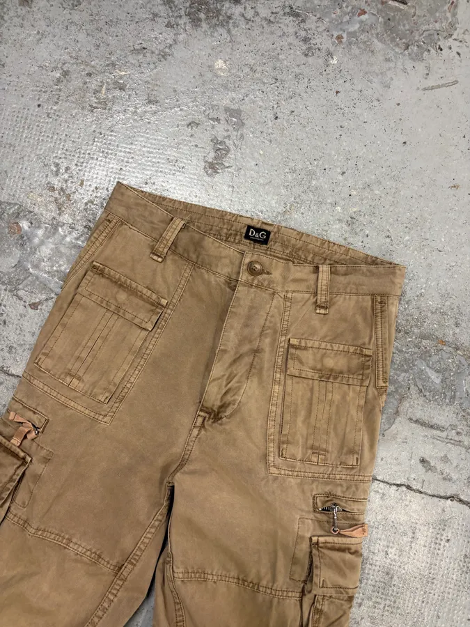 AW2006 Dolce & Gabbana Beige Cotton Multi-Pocket Cargo Pants - Image 6