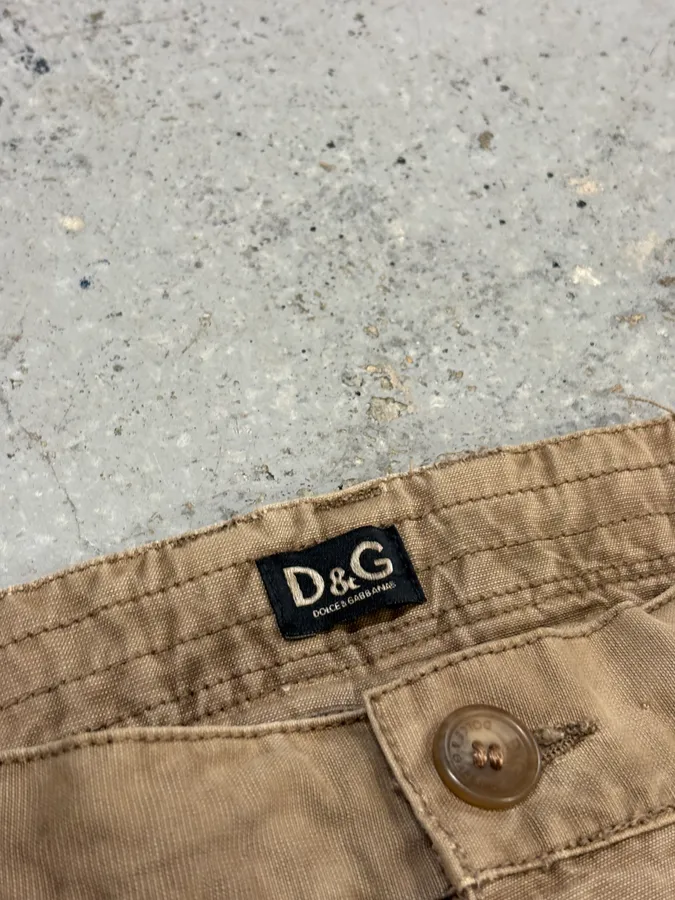AW2006 Dolce & Gabbana Beige Cotton Multi-Pocket Cargo Pants - Image 7