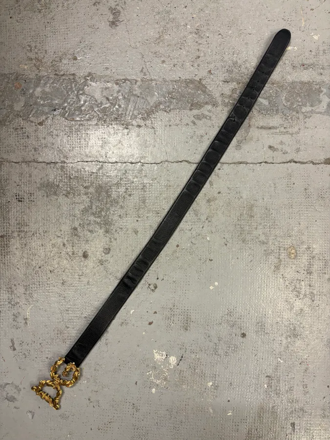 AW2006 Dolce & Gabbana Black Leather Ornamental Buckle Belt - Image 7