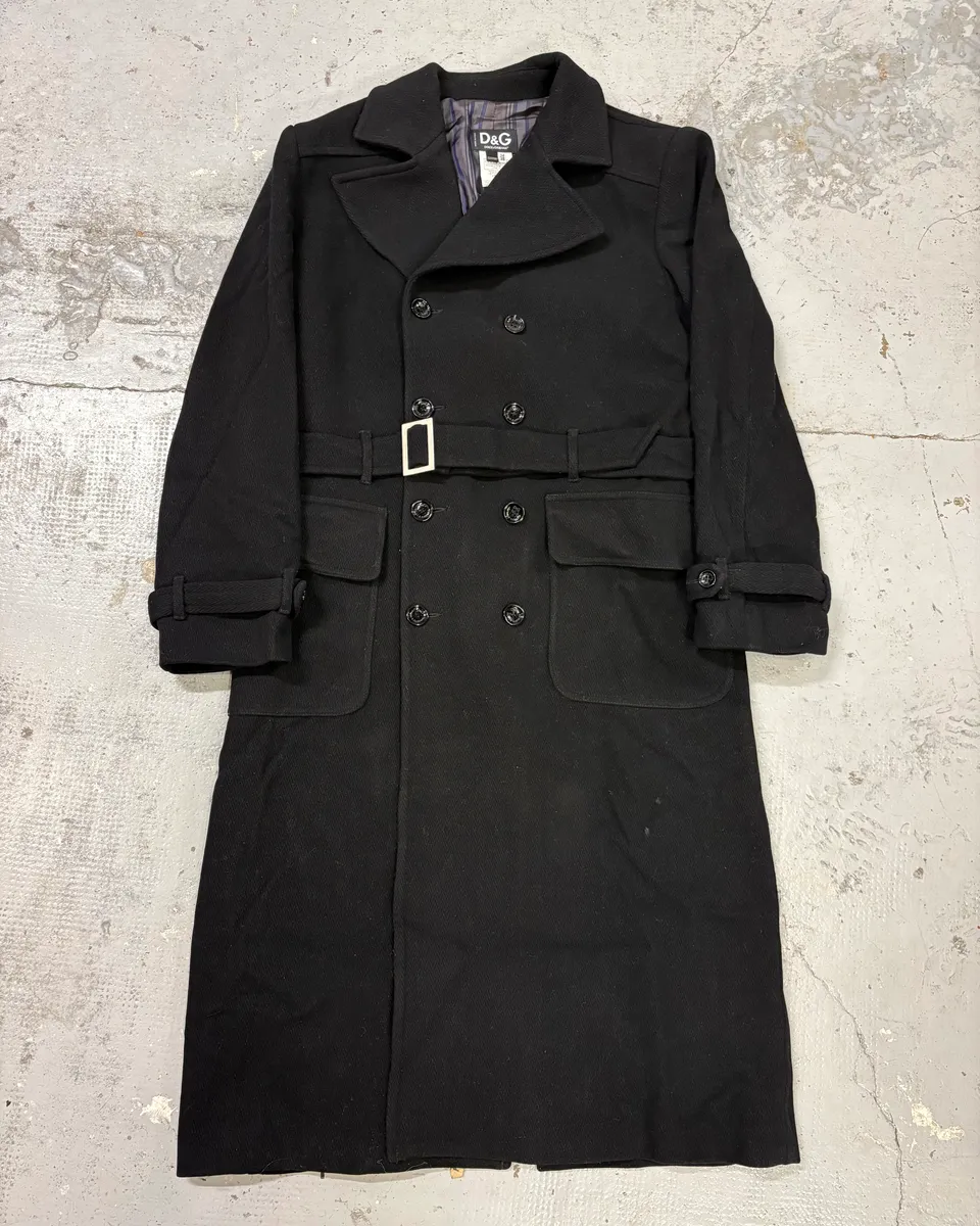 AW2006 Dolce & Gabbana Black Long Classy Trench Coat - Image 3