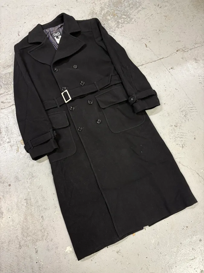 AW2006 Dolce & Gabbana Black Long Classy Trench Coat - Image 4