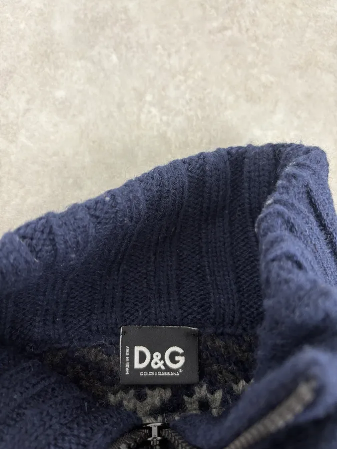 AW2006 Dolce & Gabbana Blue & Pink Buttoned Wool Sweater - Image 5