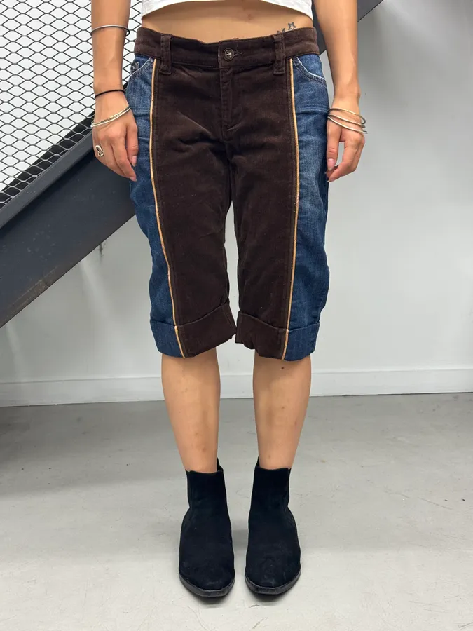AW2006 Dolce & Gabbana Brown Corduroy & Blue Denim Shorts