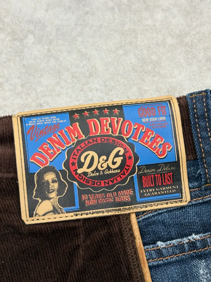 AW2006 Dolce & Gabbana Brown Corduroy & Blue Denim Shorts - Image 10