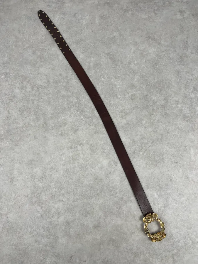 AW2006 Dolce & Gabbana Dark Brown Leather Baroque Angel Studded Belt - Image 8