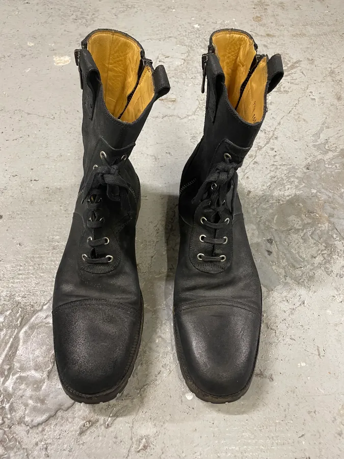 AW2006 Dolce & Gabbana Double Zip Black Combat Boots - Image 2