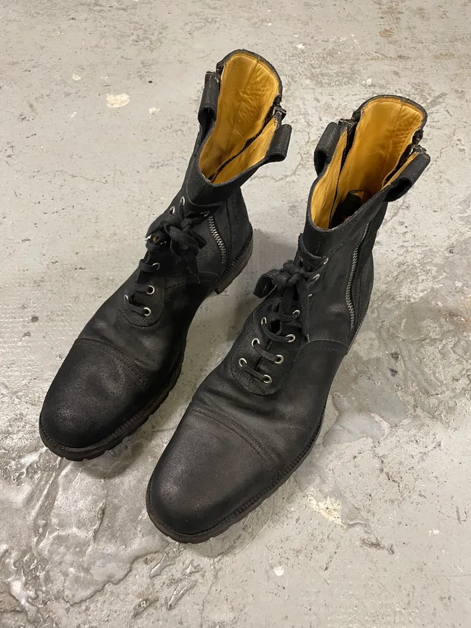 AW2006 Dolce & Gabbana Double Zip Black Combat Boots - Image 3