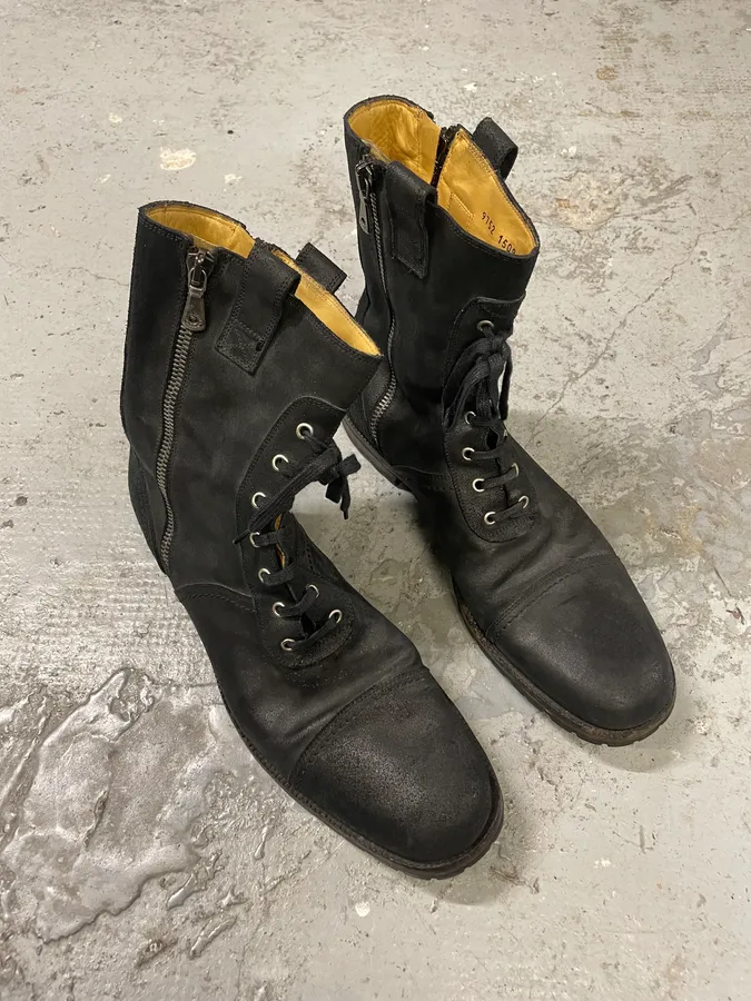 AW2006 Dolce & Gabbana Double Zip Black Combat Boots - Image 4