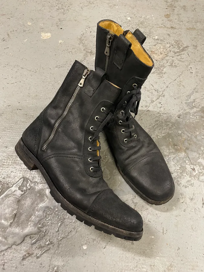 AW2006 Dolce & Gabbana Double Zip Black Combat Boots - Image 5