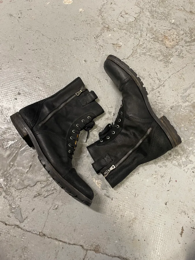 AW2006 Dolce & Gabbana Double Zip Black Combat Boots - Image 6