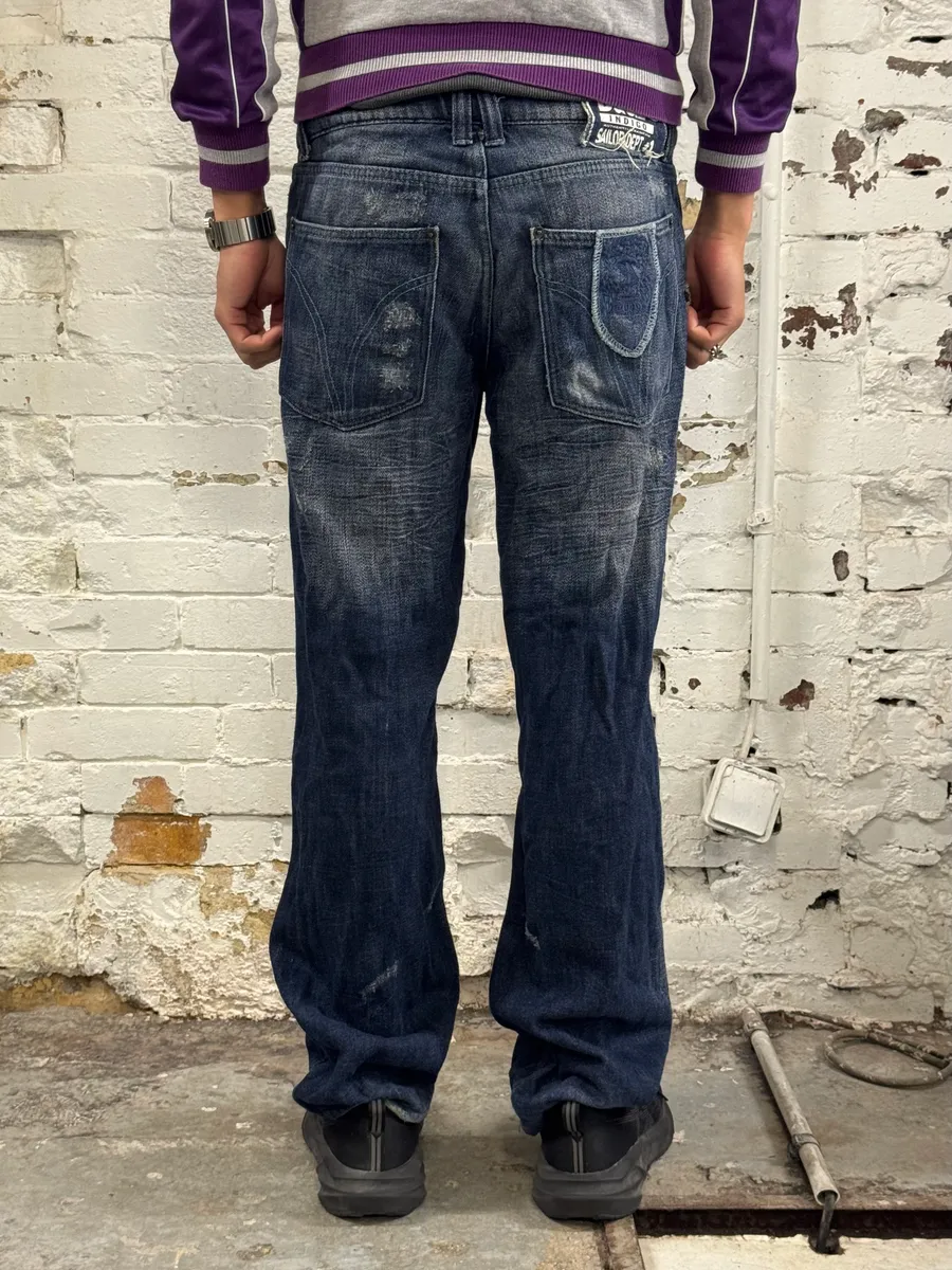 AW2006 Dolce & Gabbana Faded Navy Denim Jeans - Image 4
