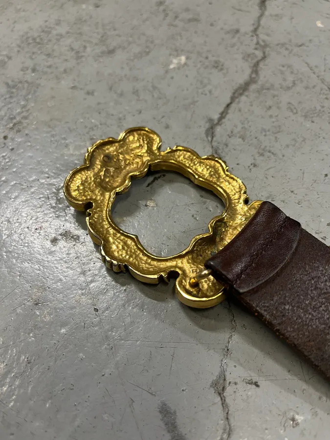 AW2006 Dolce & Gabbana Golden Angels Molding Buckle Brown Leather Belt - Image 8