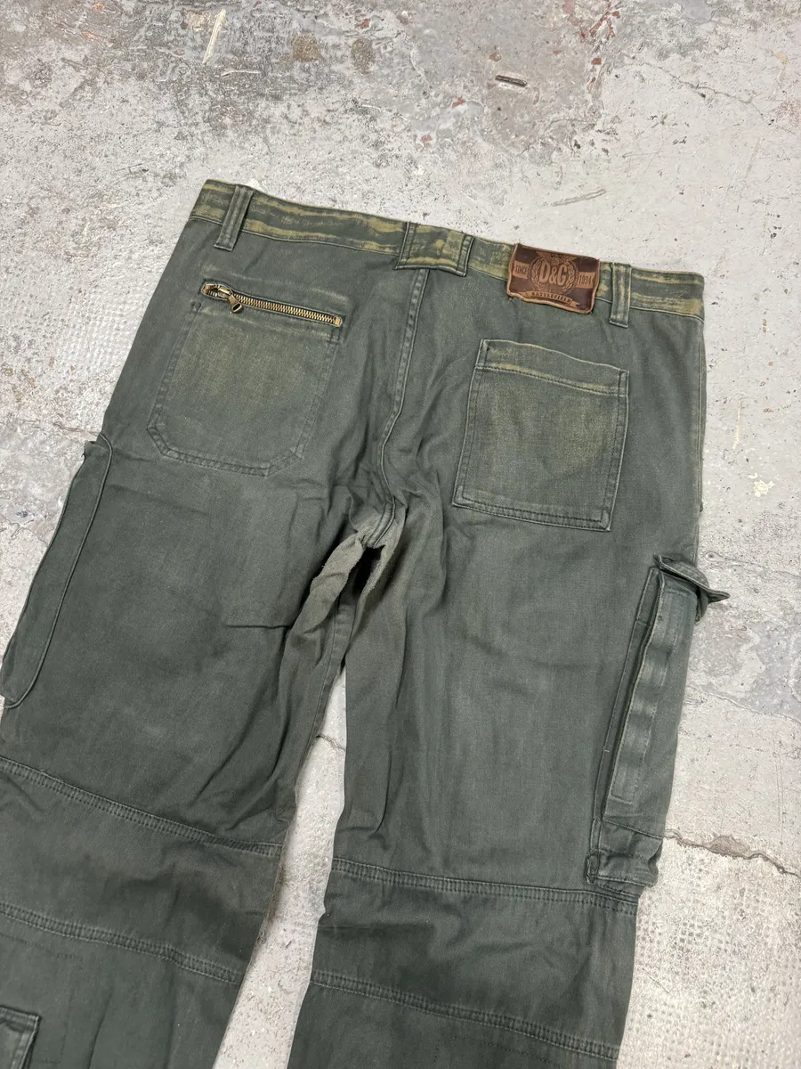 AW2006 Dolce & Gabbana Green Multi Zips Cargo Naval Pants - Image 9
