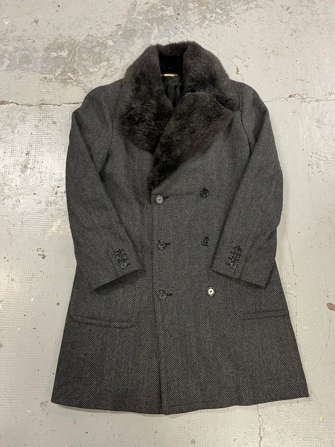 AW2006 Dolce & Gabbana Grey Wool Premium Fur Collar Royal Coat - Image 3
