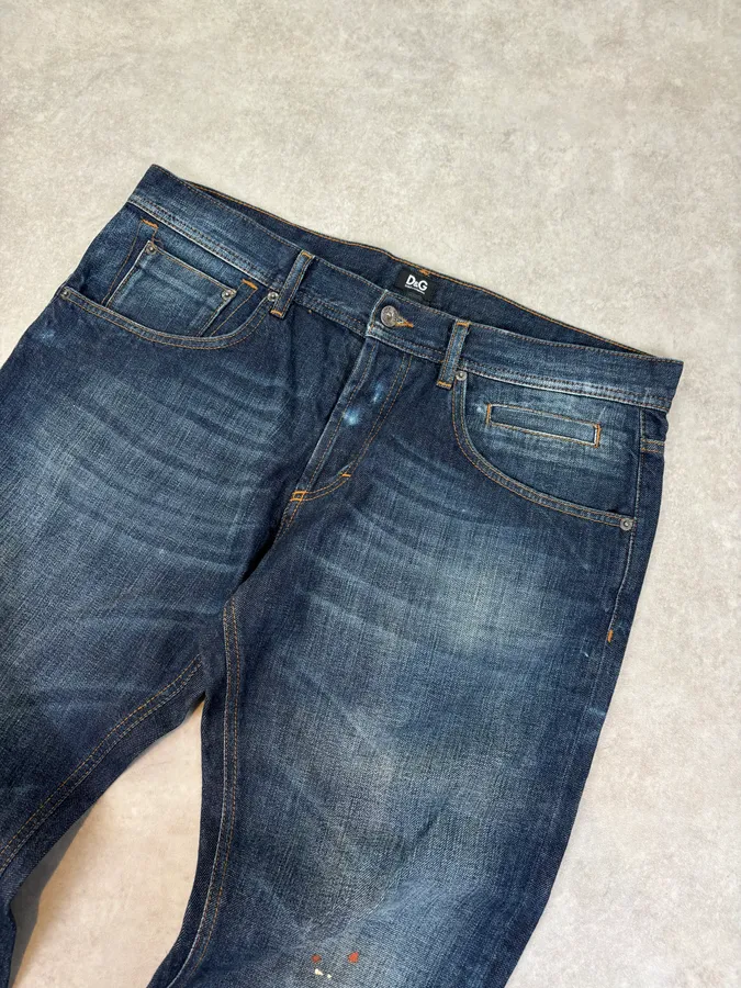 AW2006 Dolce & Gabbana Loose Navy Faded Denim Jeans - Image 5