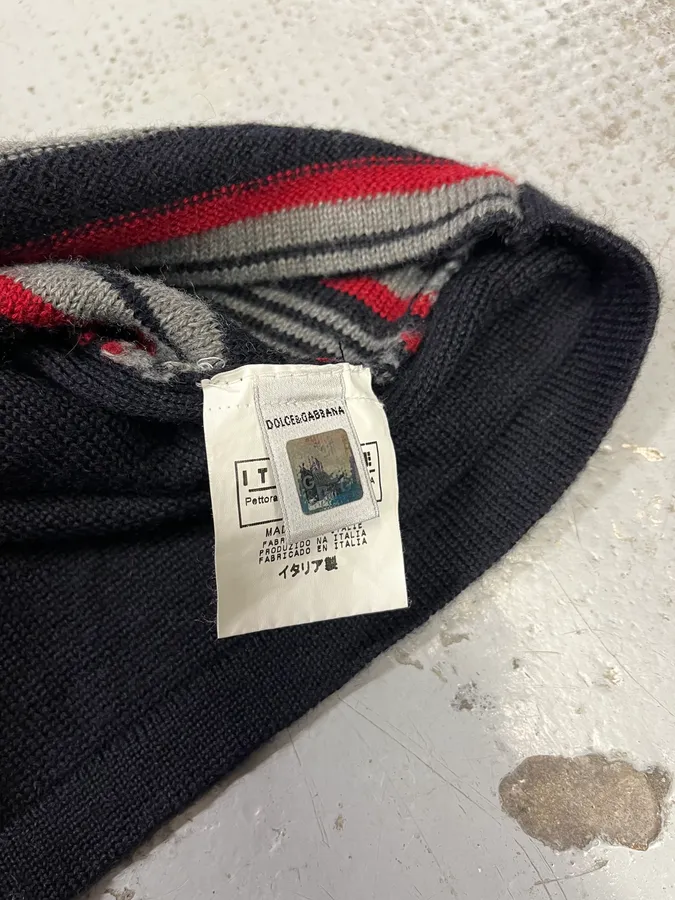 AW2006 Dolce & Gabbana Nautical Striped Navy Wool Sweater - Image 10
