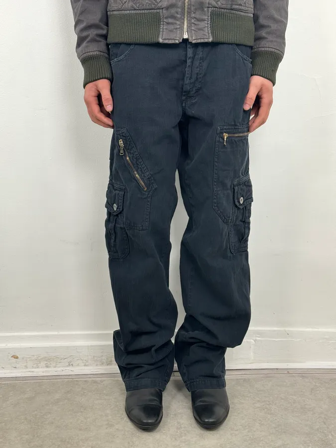 AW2006 Dolce & Gabbana Navy Multi-Pocket Cargo Pants - Image 3