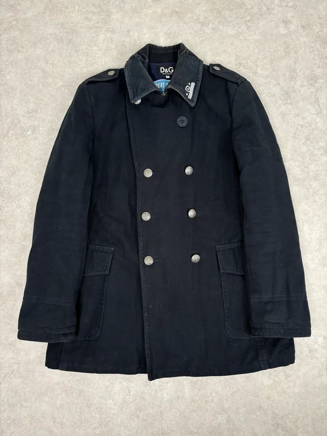 AW2006 Dolce & Gabbana Navy Naval Double-Breasted Coat