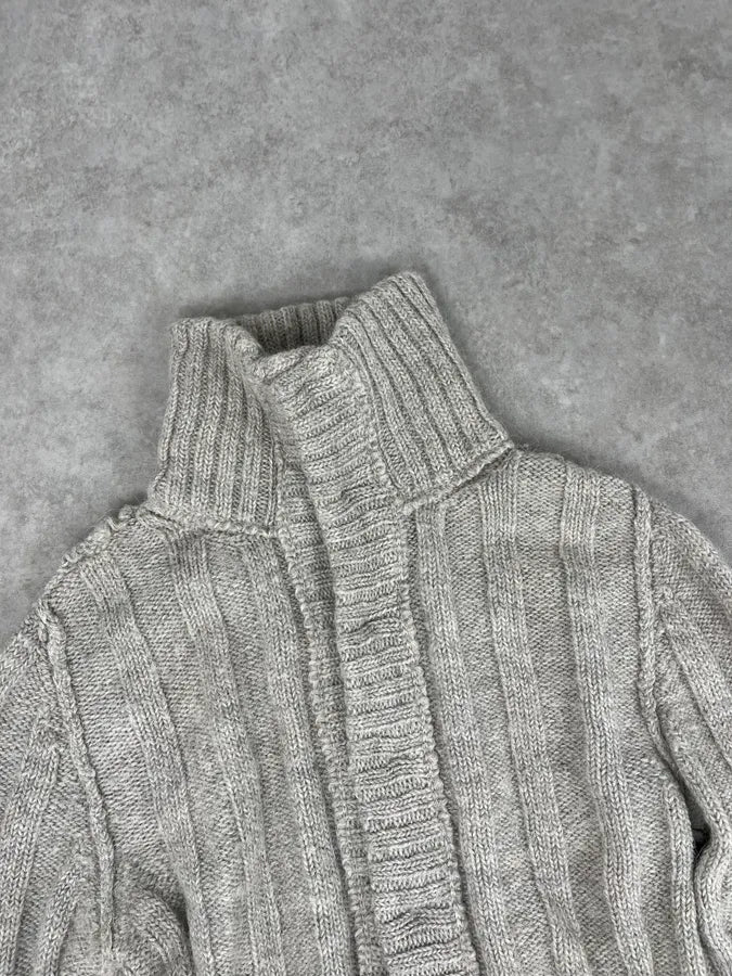 AW2006 Dolce & Gabbana Wool & Alpaca Grey Buttoned Polo Sweater - Image 5