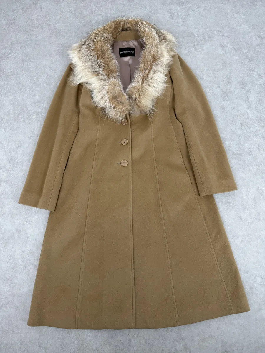 AW2006 Emporio Armani Beige Camel Wool & Cashmere Trench Coat - Image 5