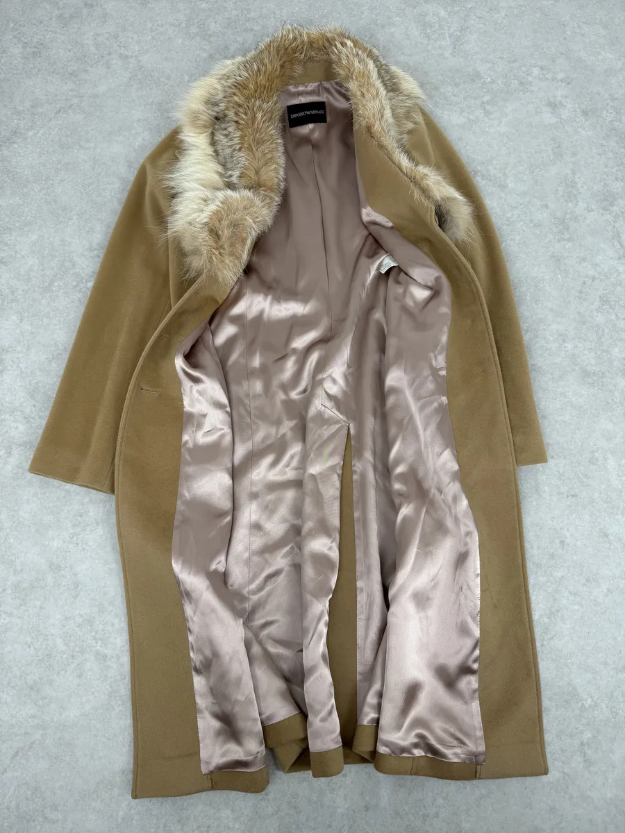 AW2006 Emporio Armani Beige Camel Wool & Cashmere Trench Coat - Image 6