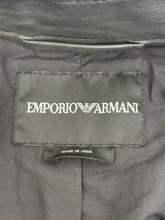 AW2006 Emporio Armani Biker Eroded Leather Jacket - Image 10